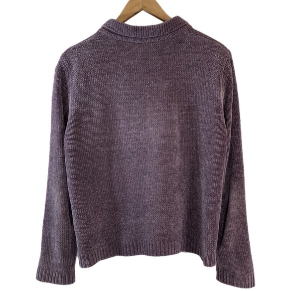 Vintage cottagecore soft purple knit sweater with floral embroidery - Picture 2 of 4